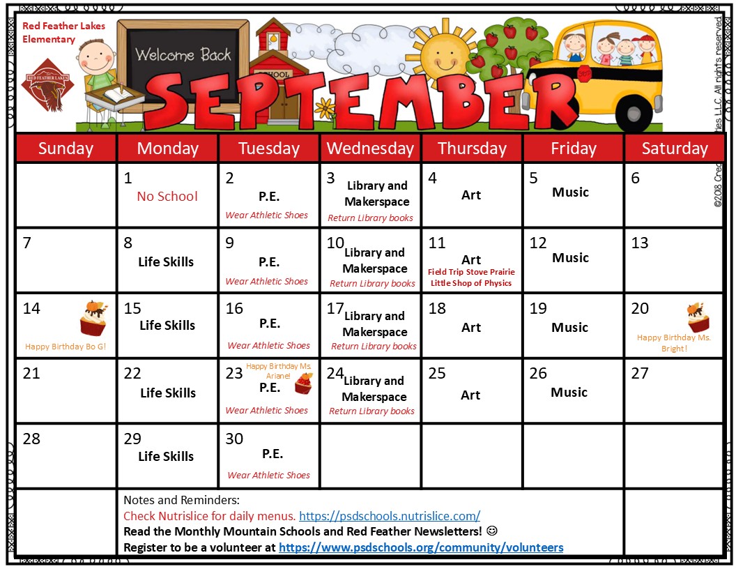 September School Calendar 