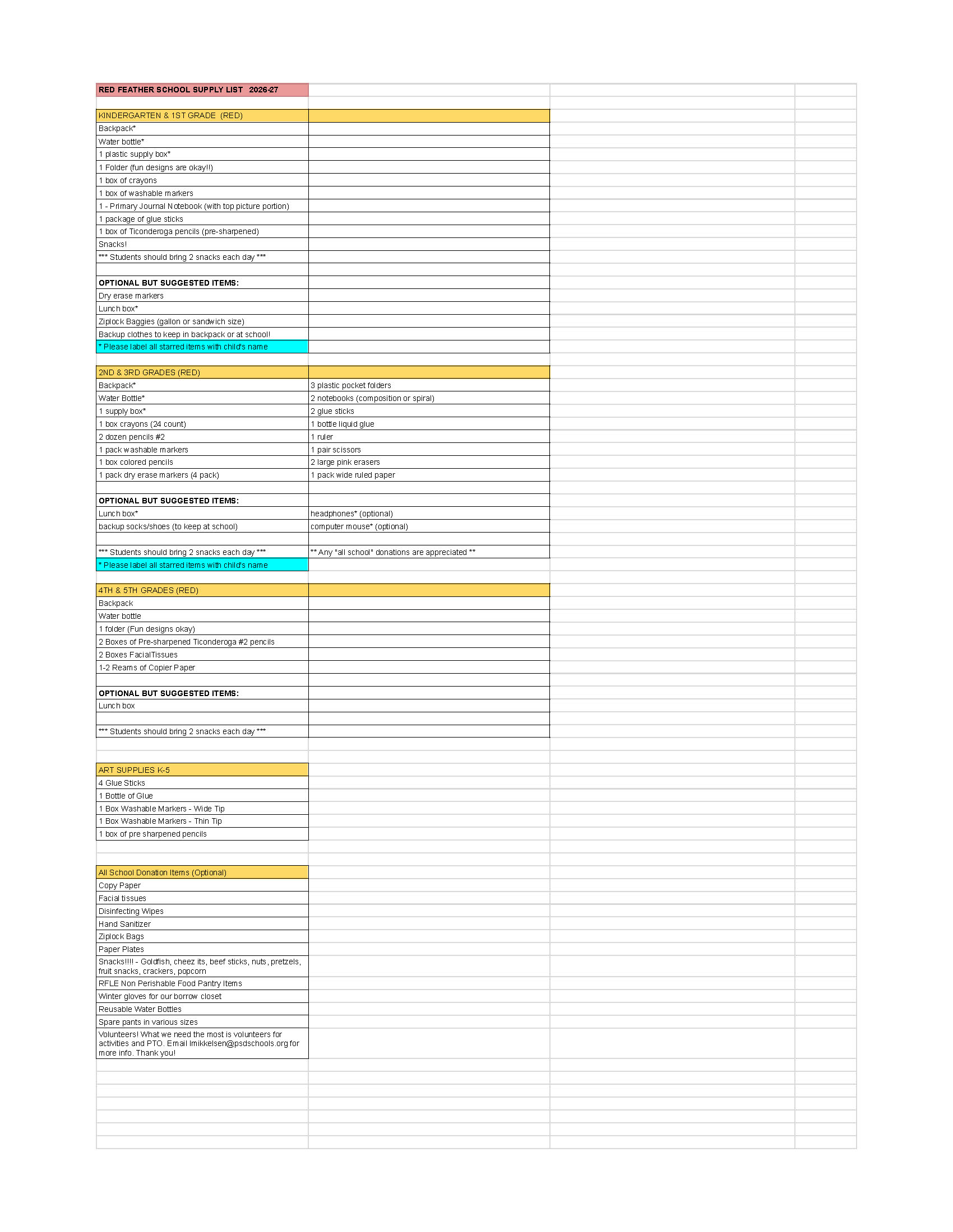 RFLE Supply List 26/27